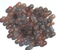 100 4x6mm Crow Beads Denim Smoke Amethyst Marble Mix